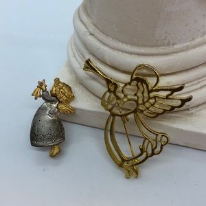 Vintage Christmas angels brooch duo #christmasangelpins